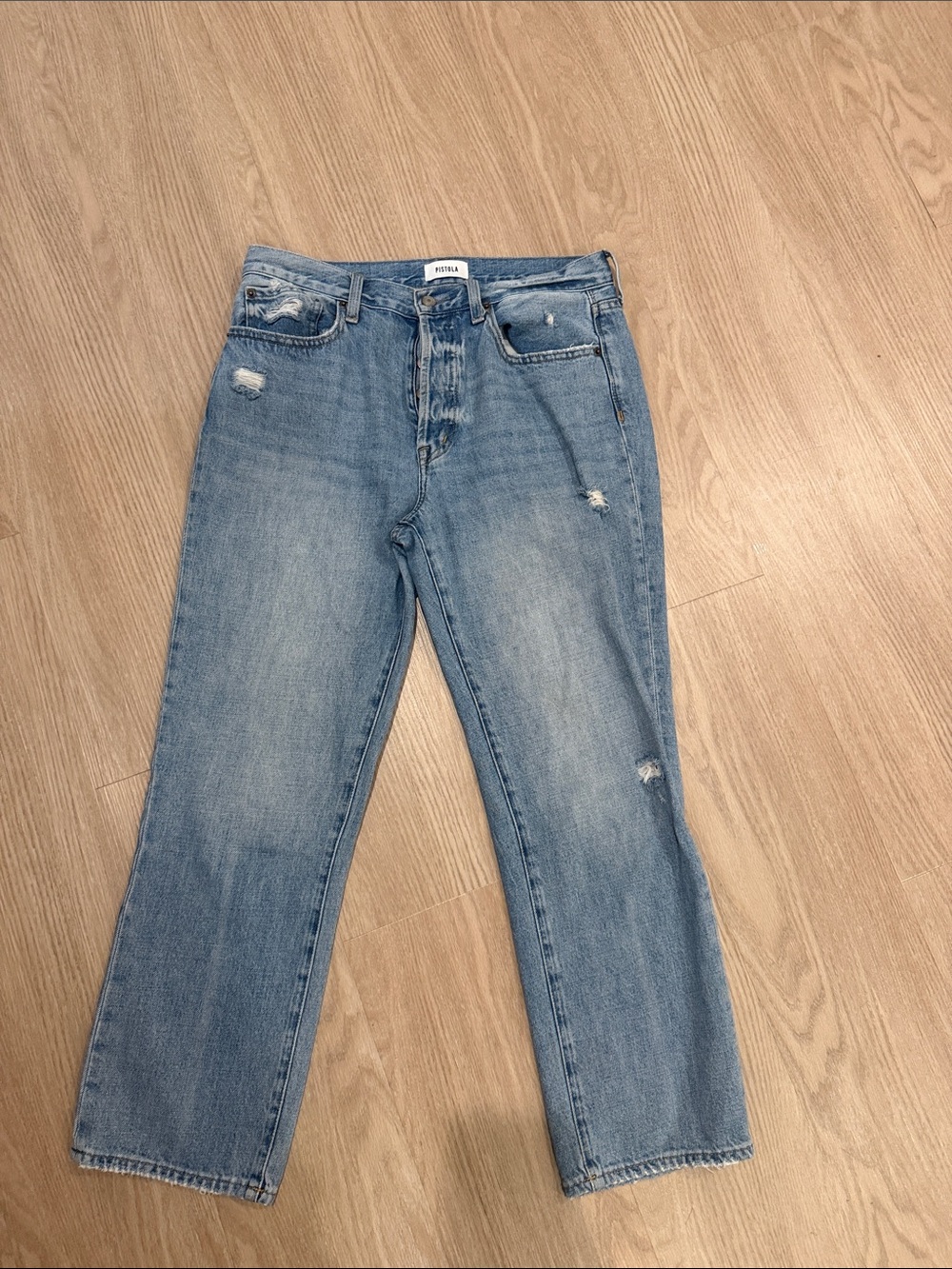 pistola faded light blue straight leg jeans